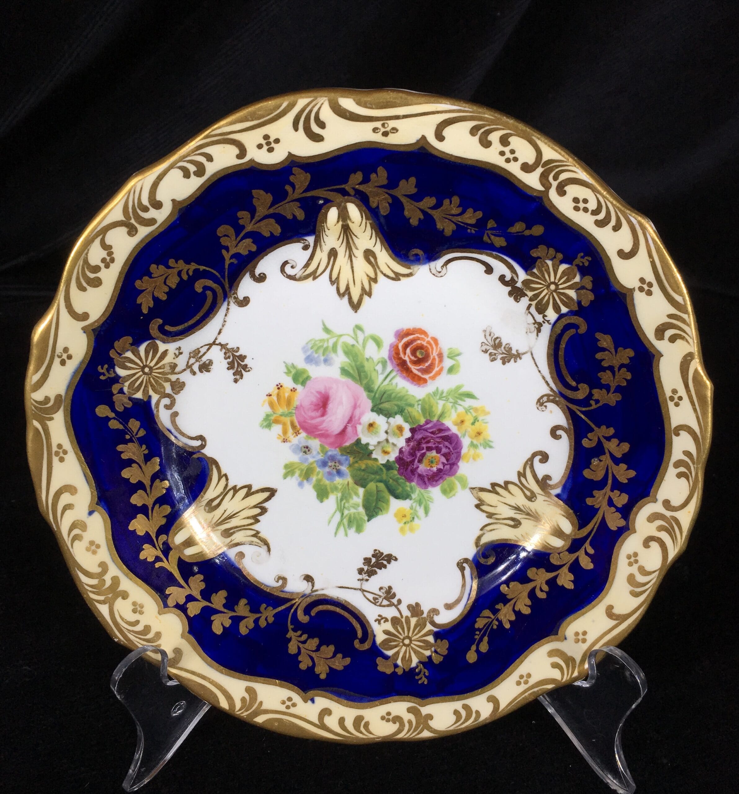 English porcelain plate painted with flowers, c.1860 -0