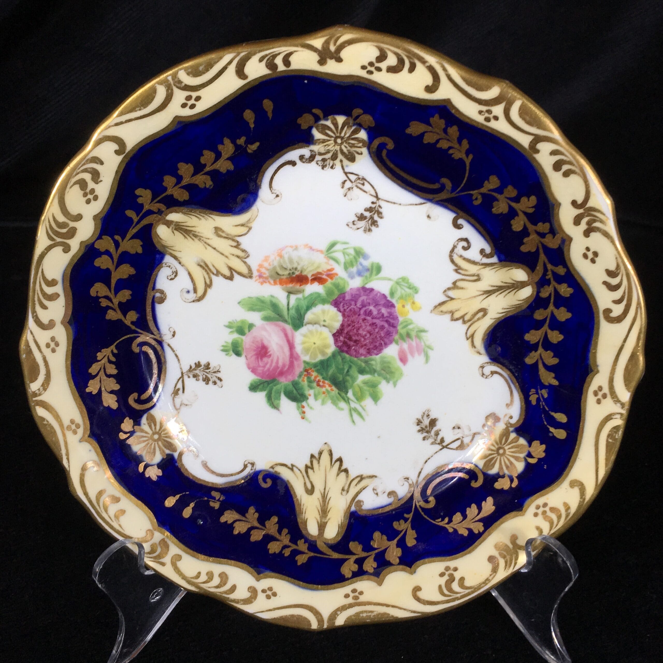 English porcelain plate painted with flowers circa 1860-0