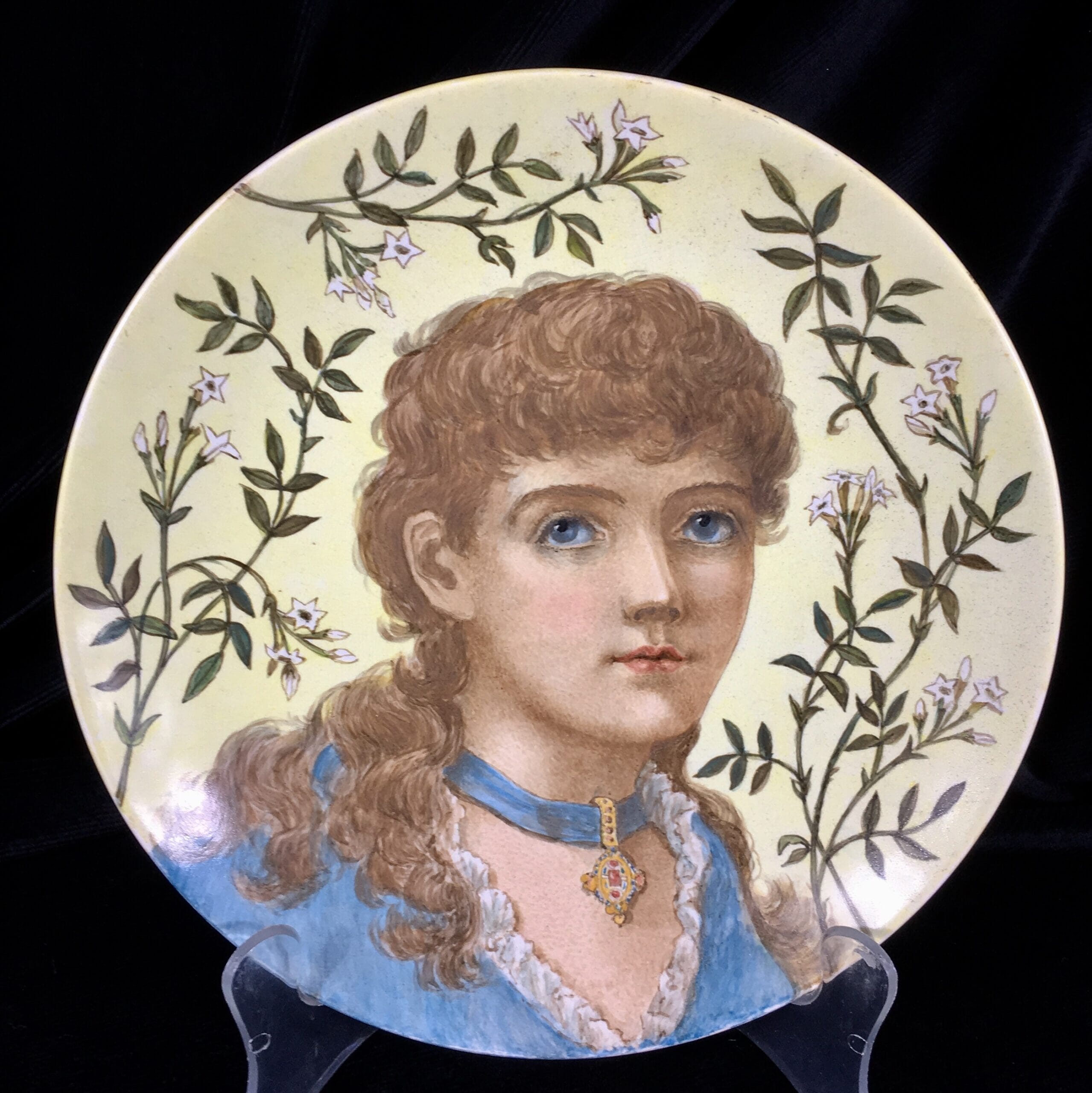Minton Pre-Raphaelite plaque, portrait of 'Barbara', 1880-0
