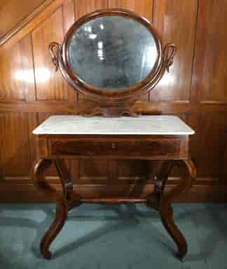 Danish Mahogany dressing table, oval mirror with swan head supports, c. 1815-0