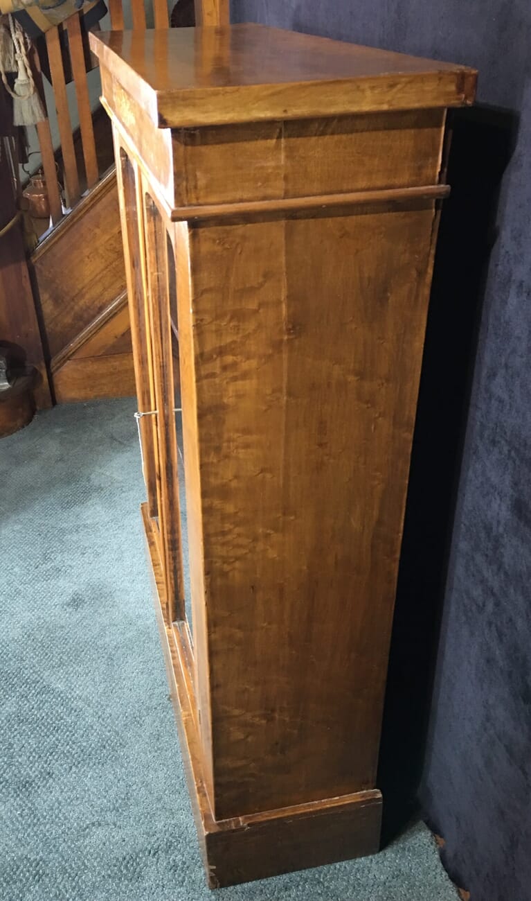 Victorian walnut vitrine cabinet, inlaid work, circa 1875-19580