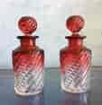 Pair of Baccarat scent decanters, spiral ruby flash, c.1880-0