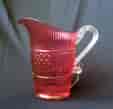 Victorian Ruby glass moulded jug, C.1890-0