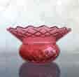 Victorian Ruby cut crystal dish, thistle form, c.1890-0
