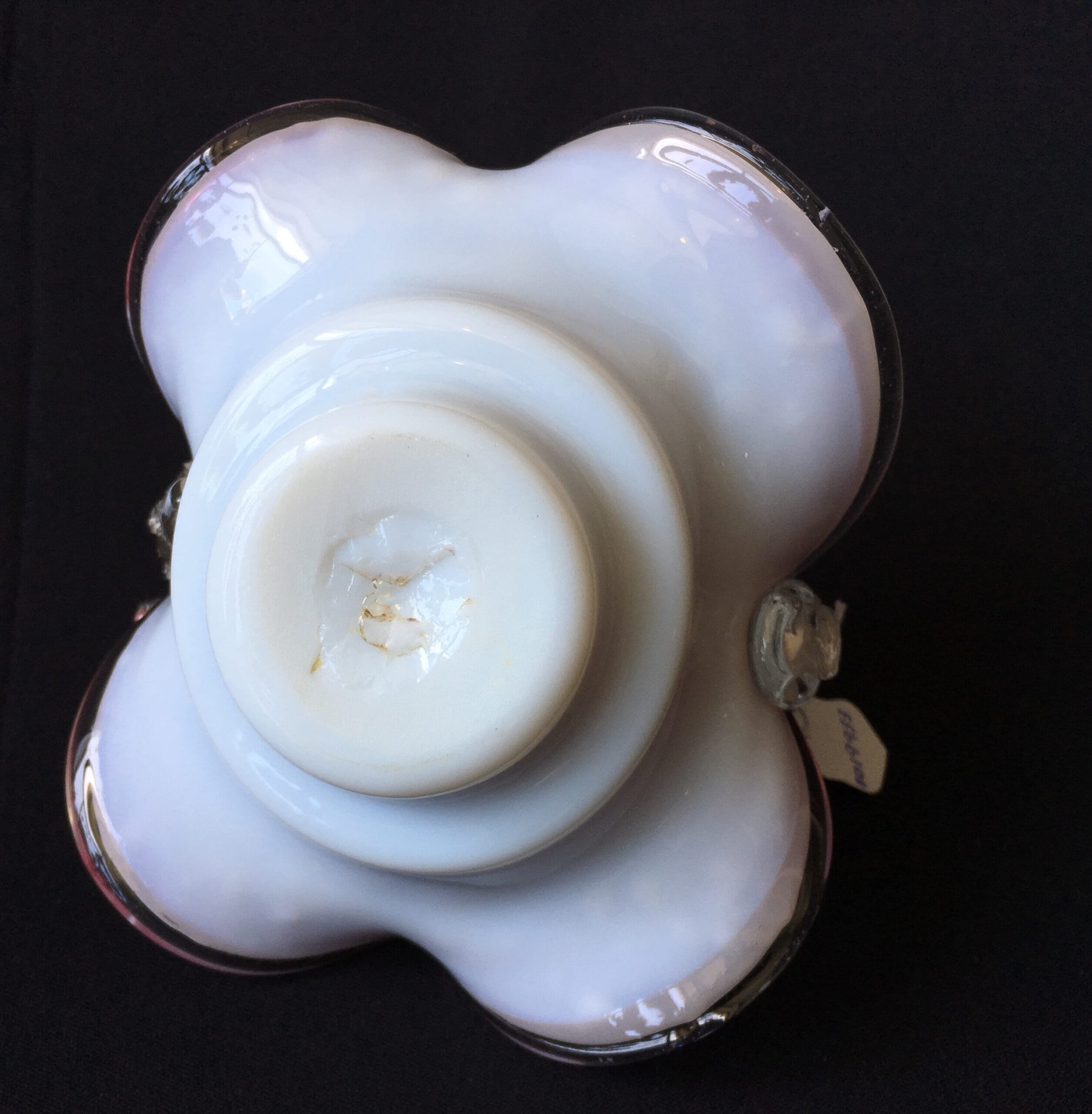 Victorian mottled pink glass basket, c.189020601 Moorabool Antique