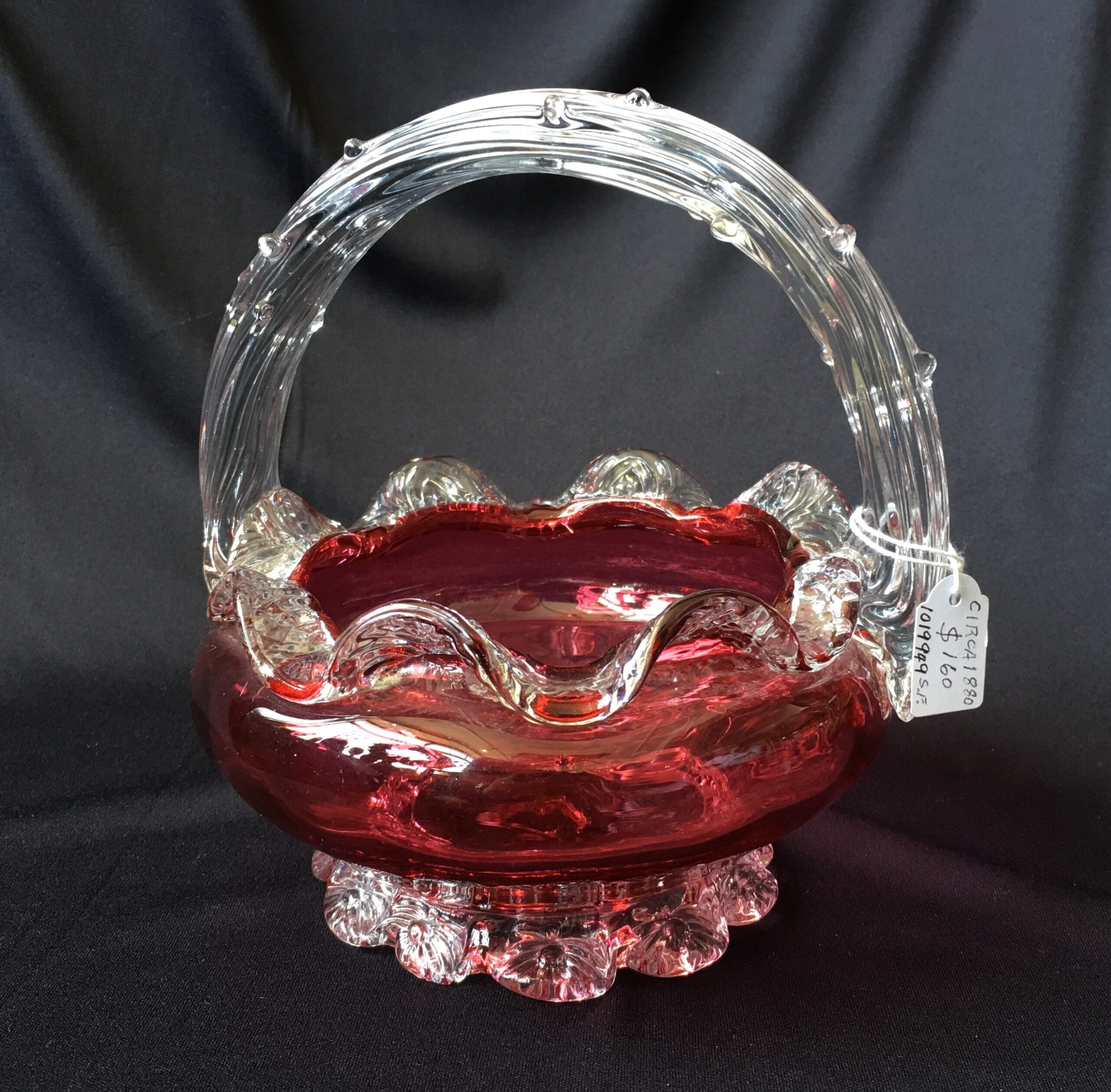 Victorian Ruby & clear glass basket. circa 1880-0