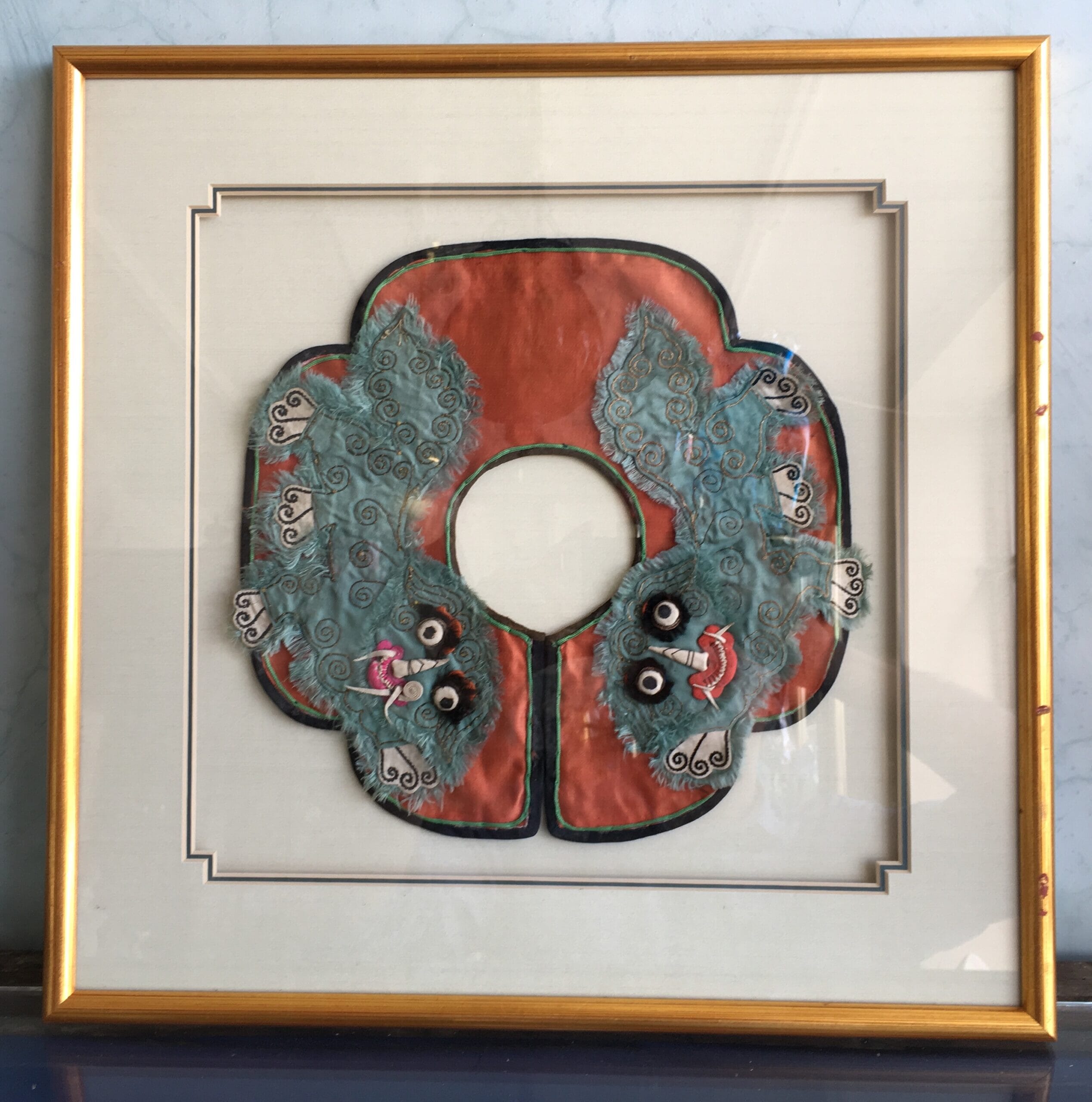 Chinese textile, collar decorated with Fu dogs , 19th century-0