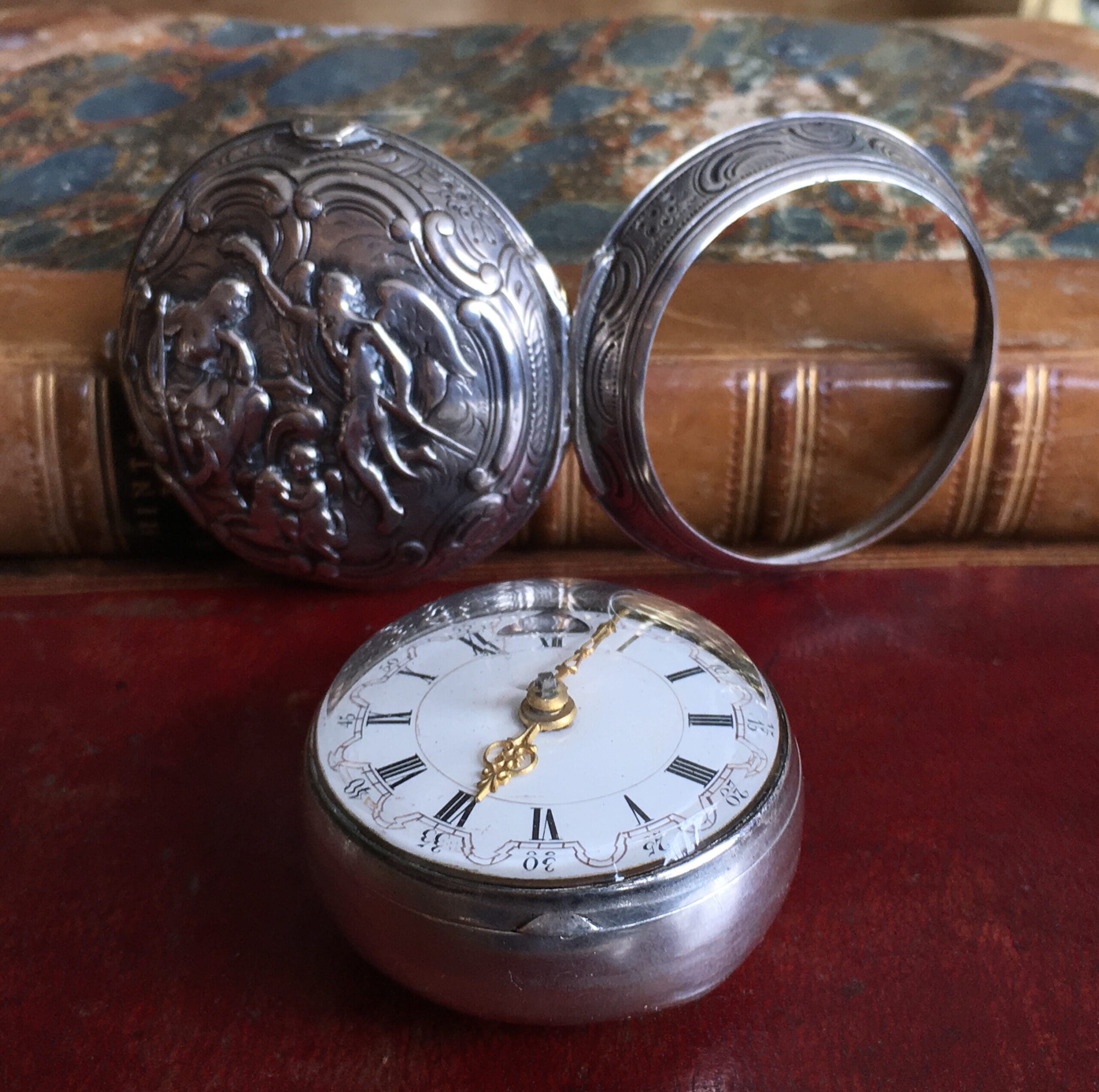 Pocketwatch, by John May, London, in silver case dated 1750-0
