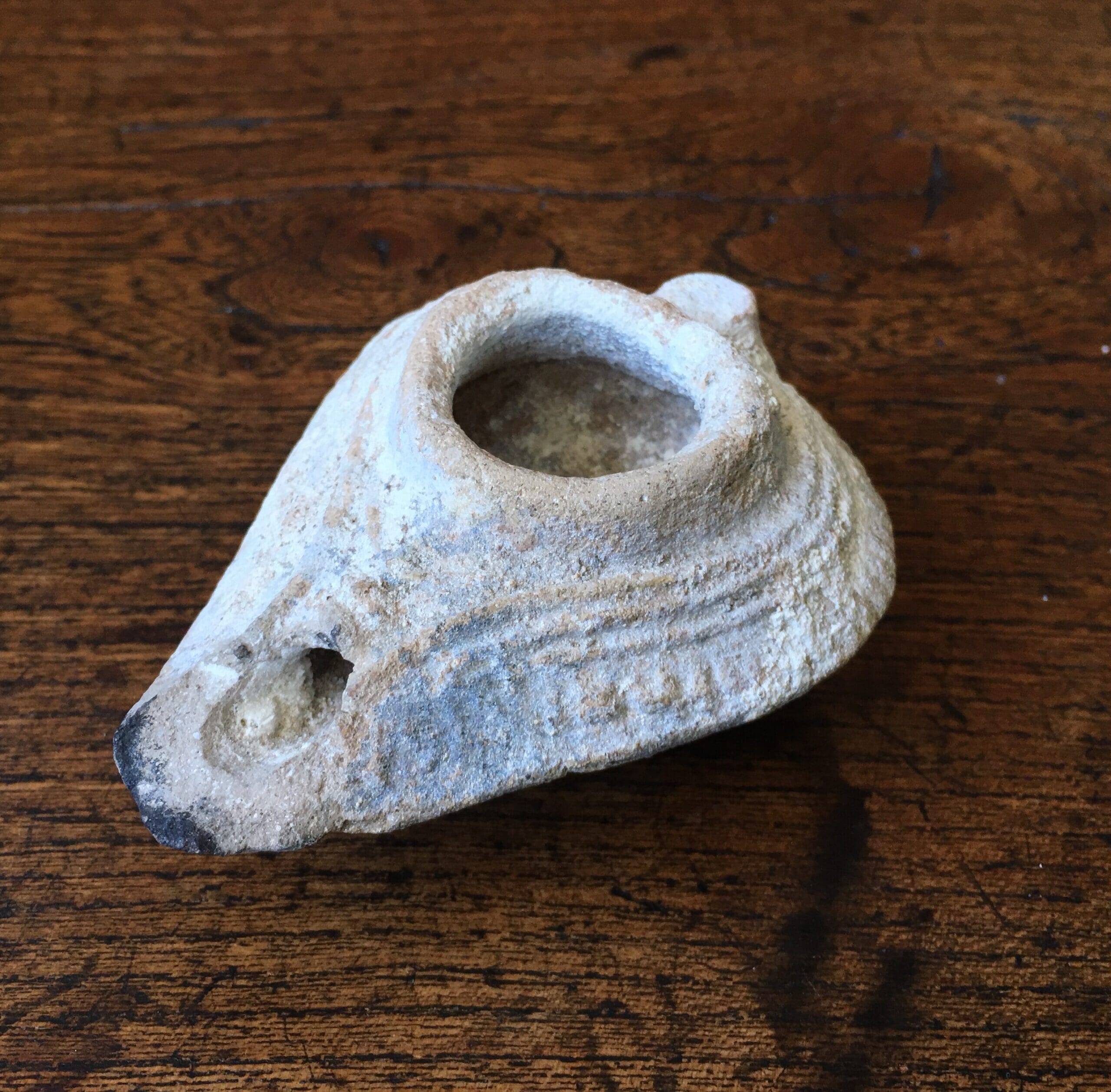 Late Roman pottery oil lamp, 4th - 8th century AD -0