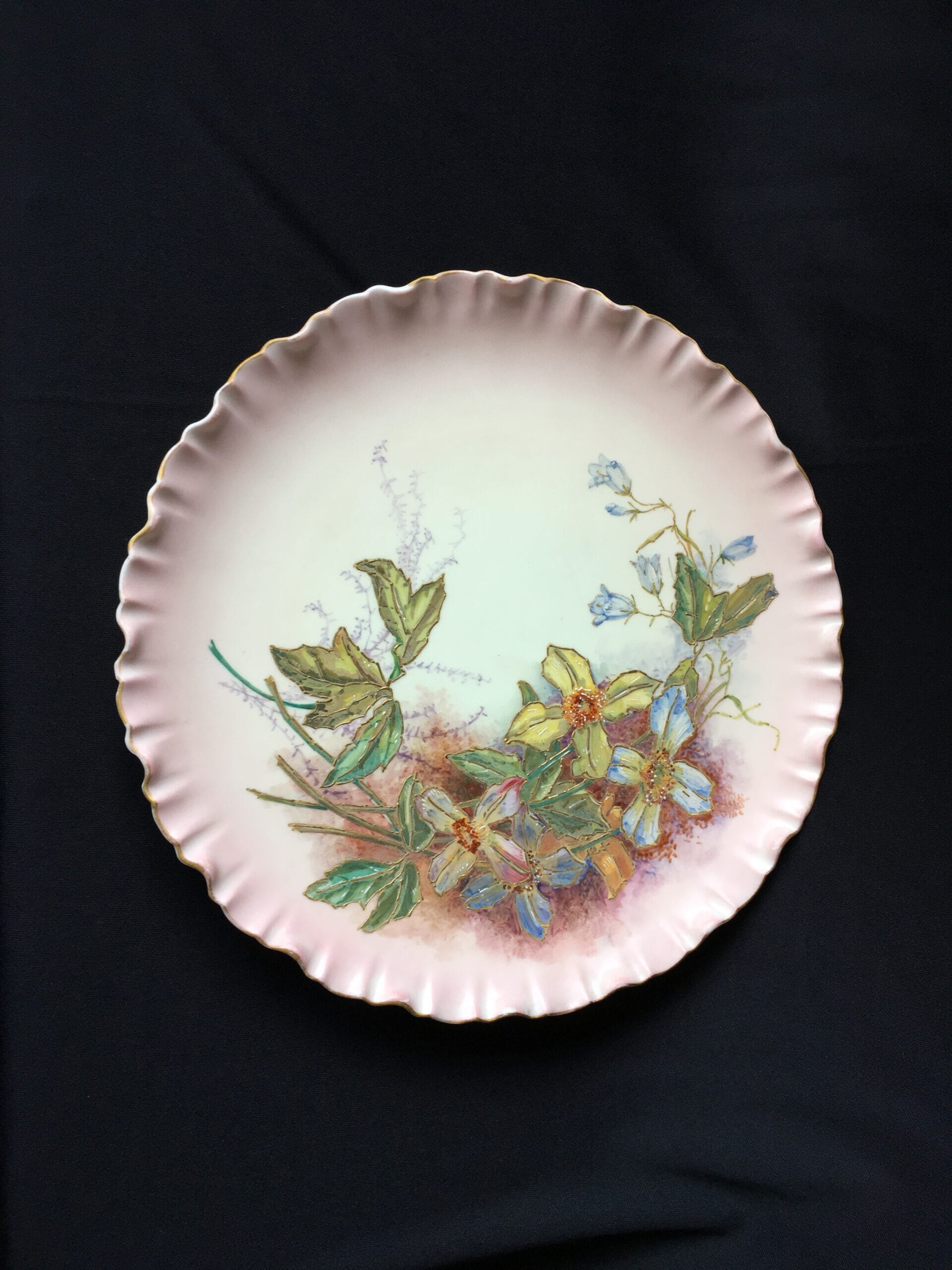 Bodley porcelain plate, raised painting of orchids, c. 1875-0