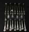 Kings Pattern .800 Silver knives & forks, setting for 9, German c.1900 (18pc)-0