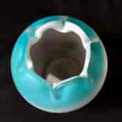 Small Victorian glass vase with turquoise rim, c.1880 -20872