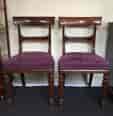 Pair of Regency mahogany chairs, purple suede upholstery, c.1815-0