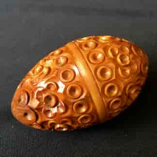 Carved coquilla nut box, 19th century.-0
