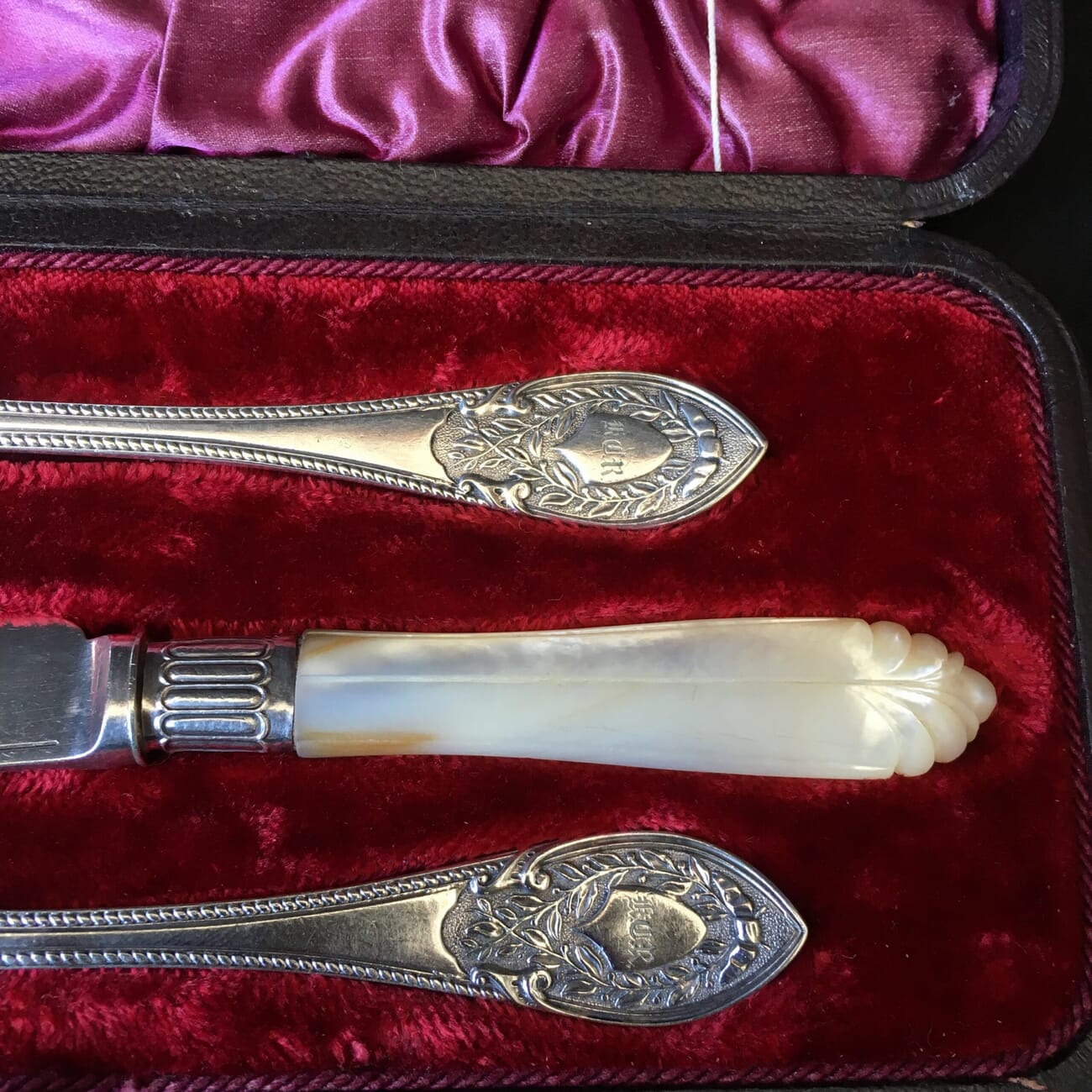 Presentation children's cutlery set, Sterling mount Sheffield 1887-21670