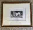 Framed print of a dog titled "Too Hot To Hold" c. 1875-0