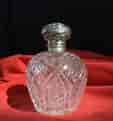 Victorian cut crystal perfume, Sterling Silver lid, 1897-0