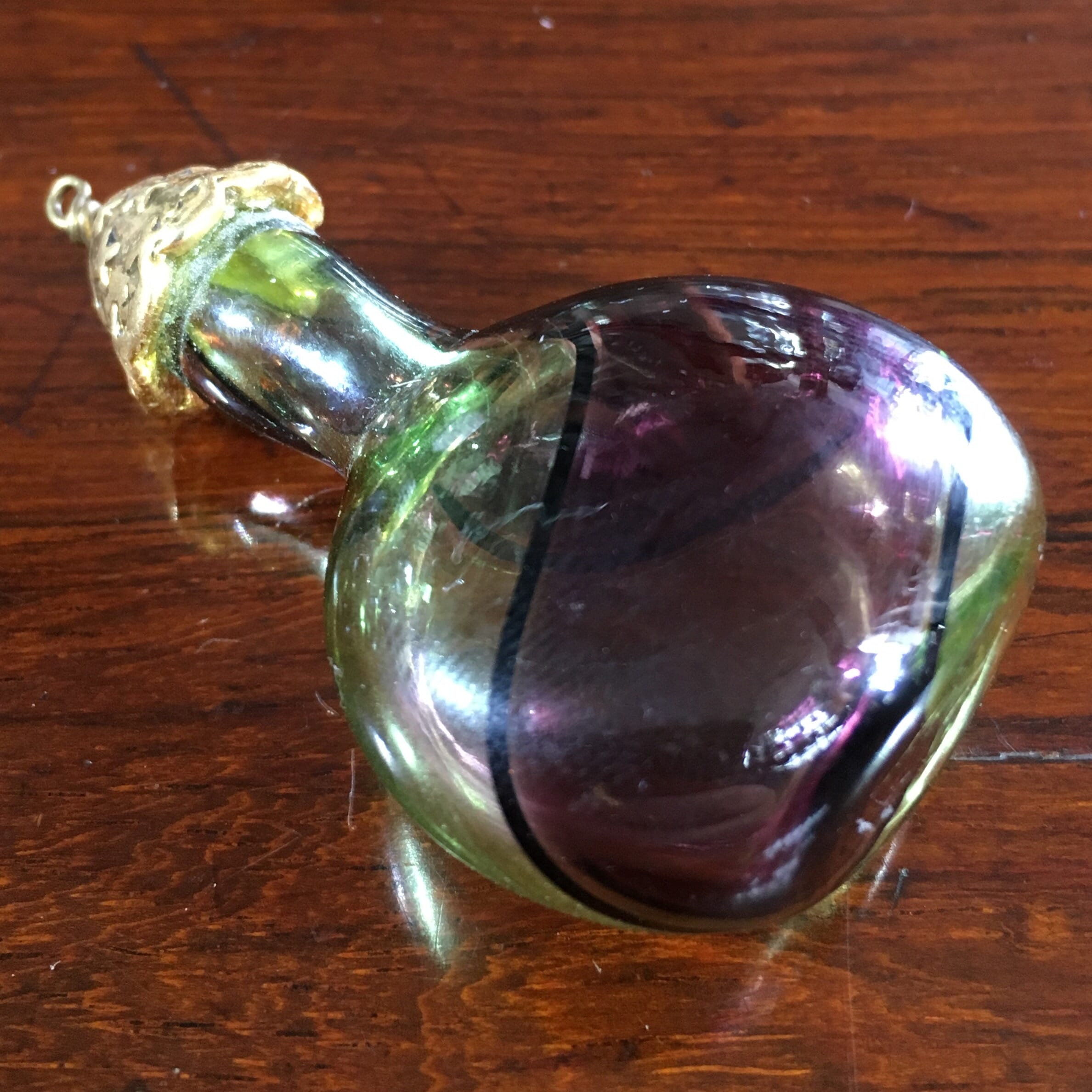 Green & blue glass perfume bottle, 20th century -0