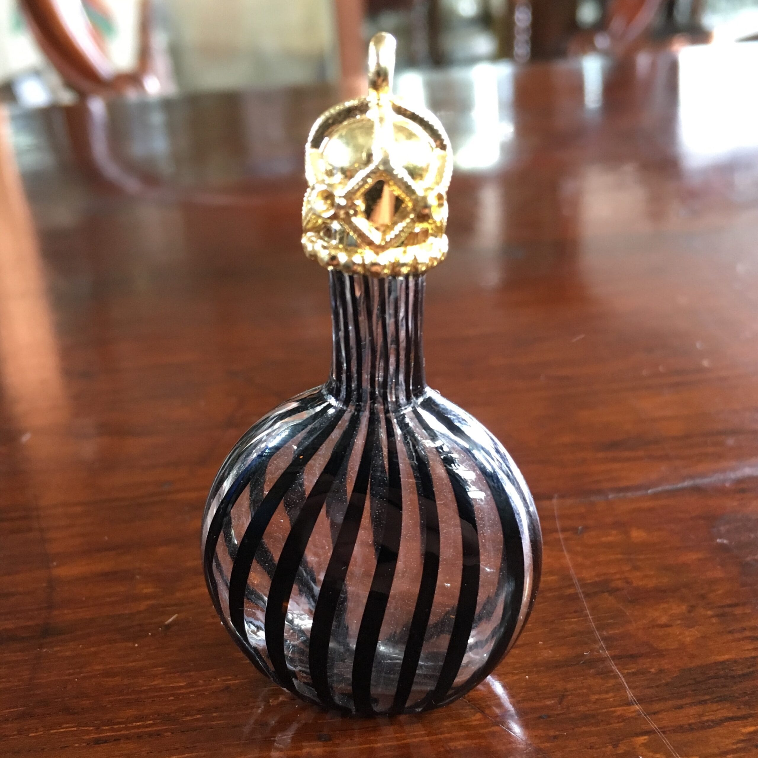 Striped glass perfume bottle, 20th century-0