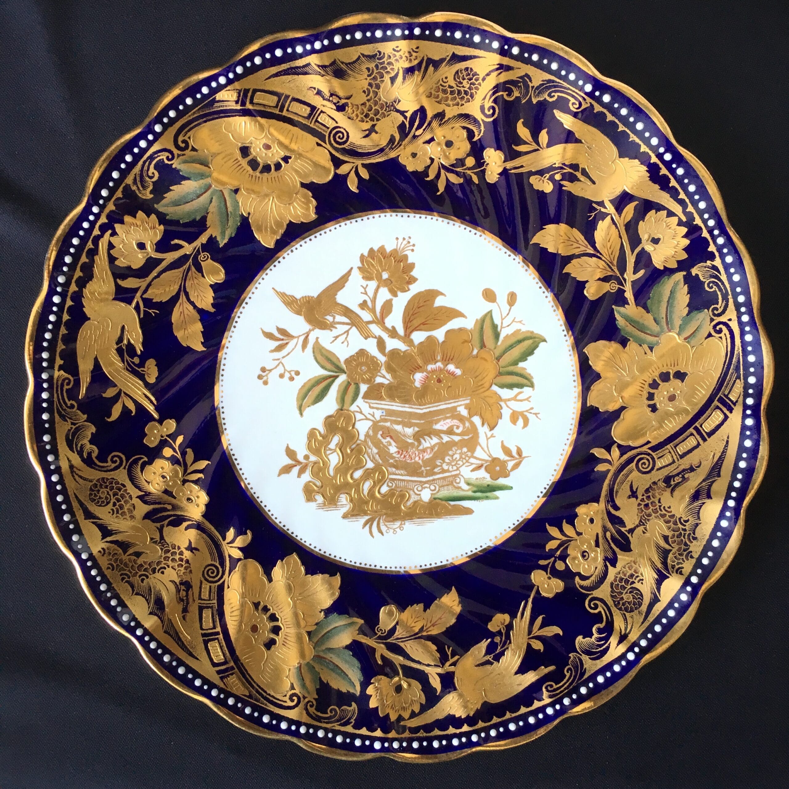 Rich Bishop & Stonier plate with raised gold Chinoiserie, c. 1895-0