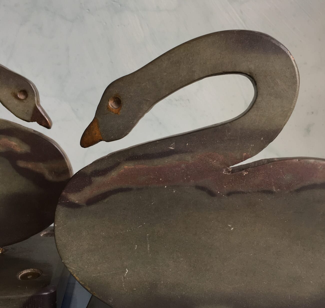 Pair of slate ducks, hand painted highlights c. 1880 -21930