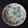 "Rose Medallion" Cantonese/Chinese porcelain plate, flowers & butterflies, c.1860-0