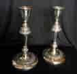 Pair of Old Sheffield Plate candlestick, slender form, c.1820-0