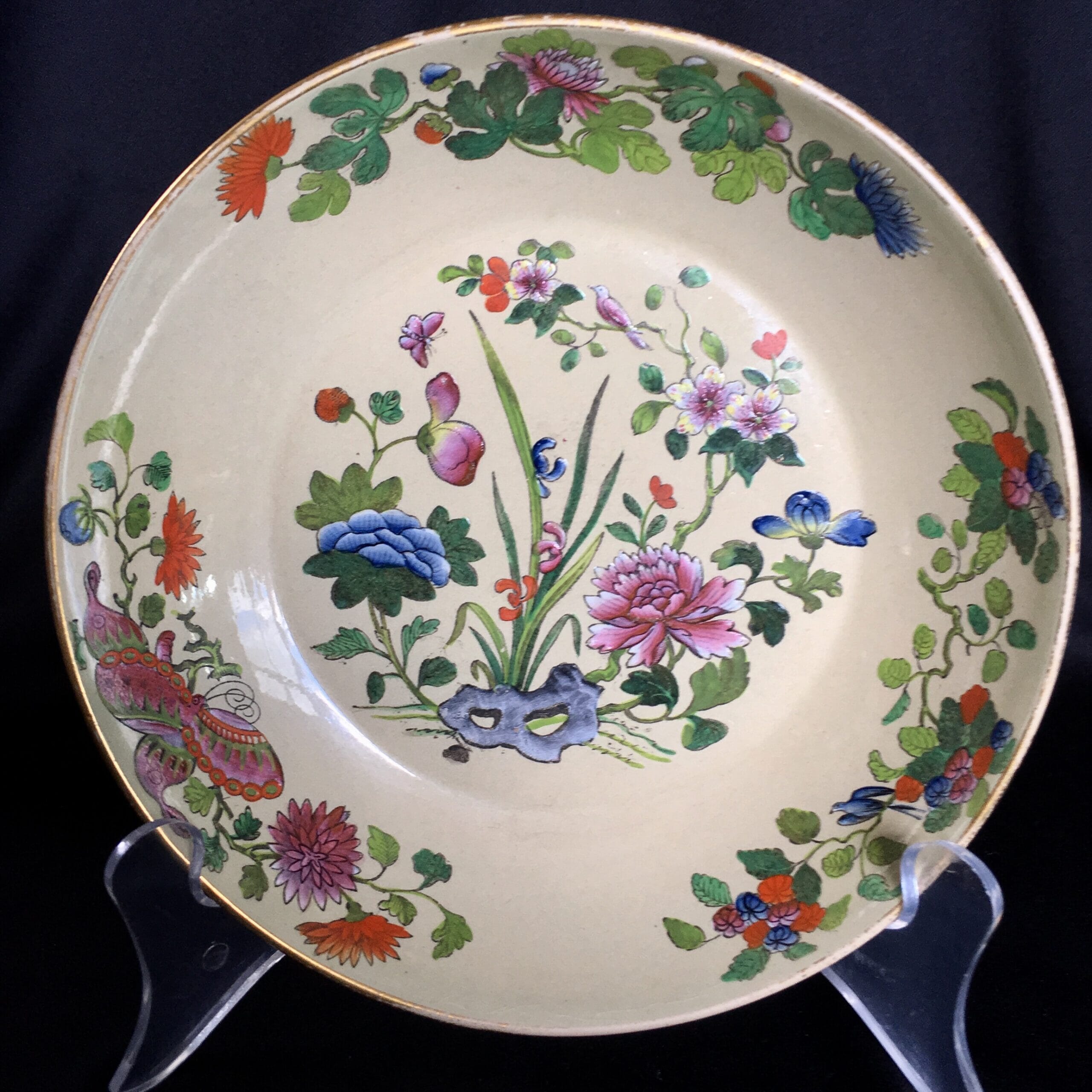 Wedgwood drabware dish, oriental flower pattern, c. 1810 -0
