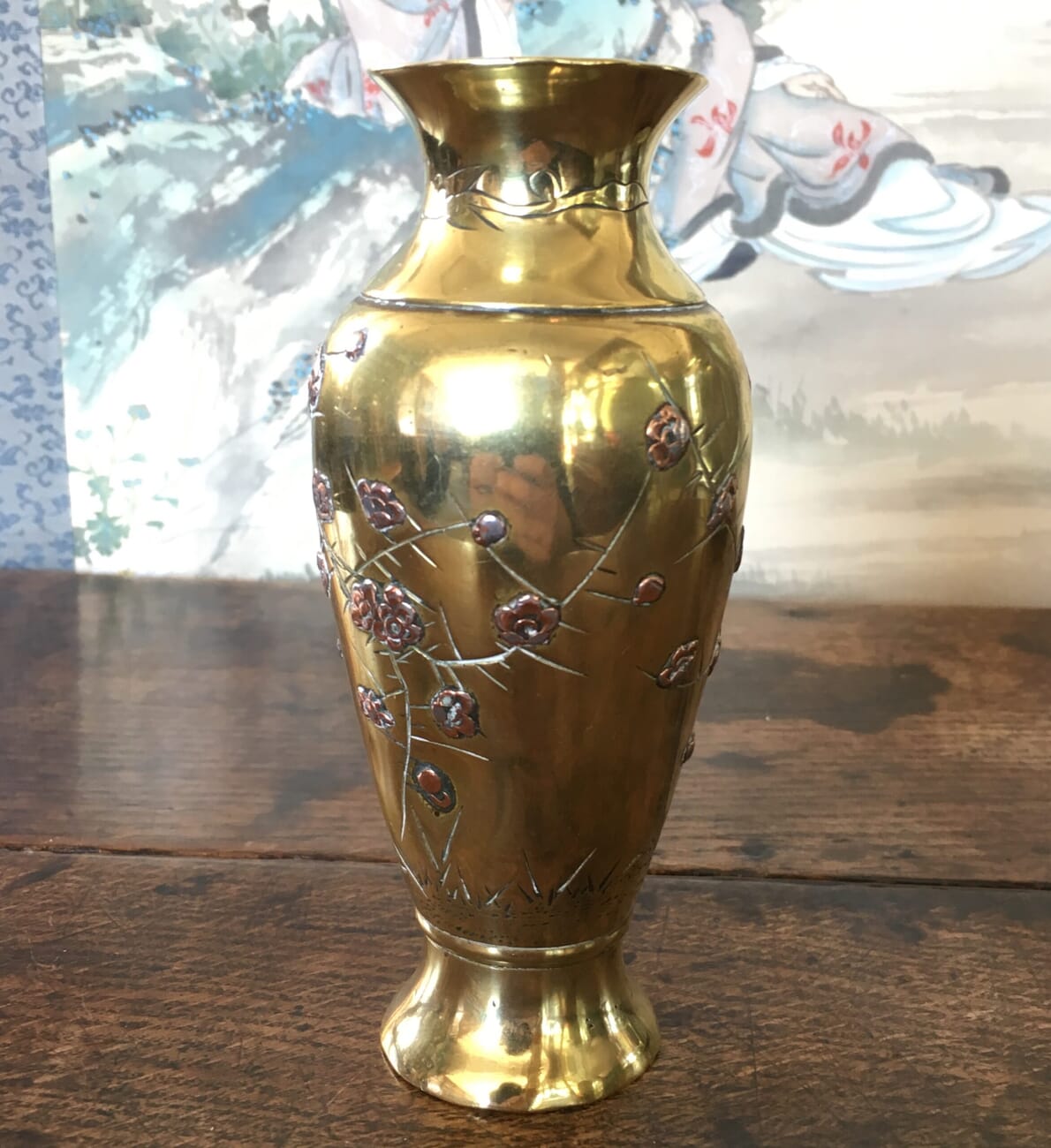 Japanese brass & copper vase, early 20th century.-22128