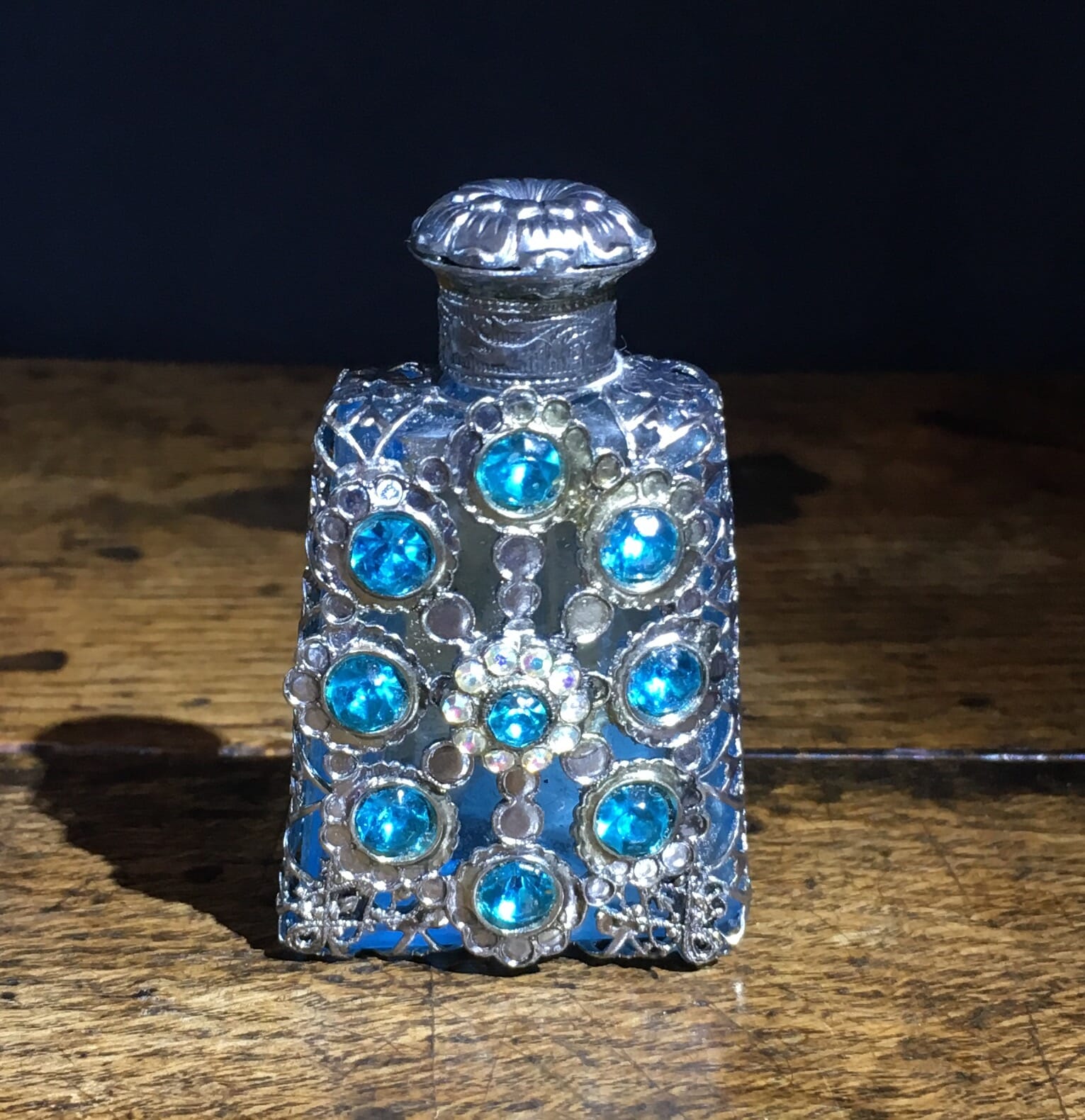 Glass perfume with jewelled 'cage', 20th century-0