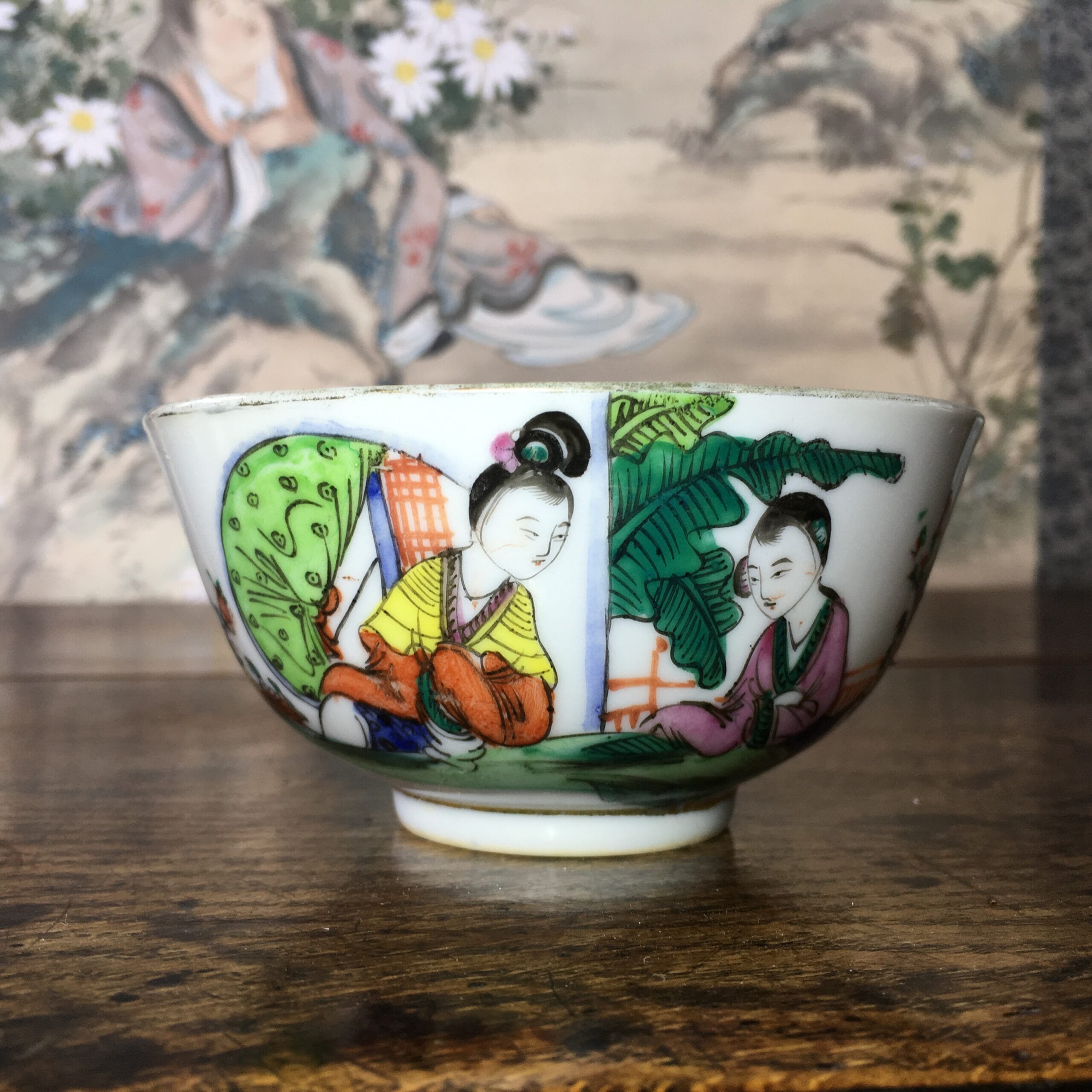 Chinese porcelain bowl with figures & a poem, c. 1910 -0