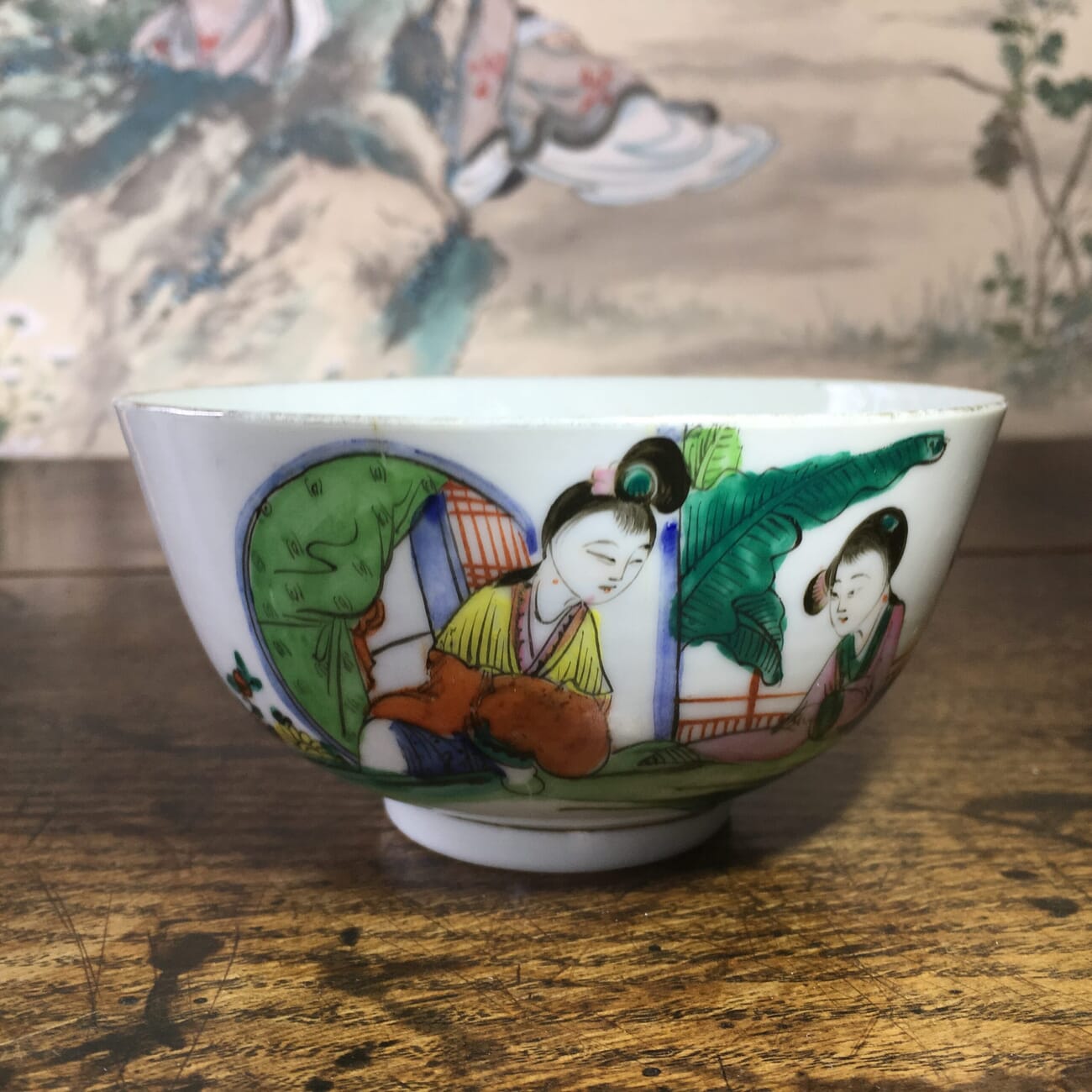 Chinese porcelain bowl with figures & poem, c. 1910 -21625