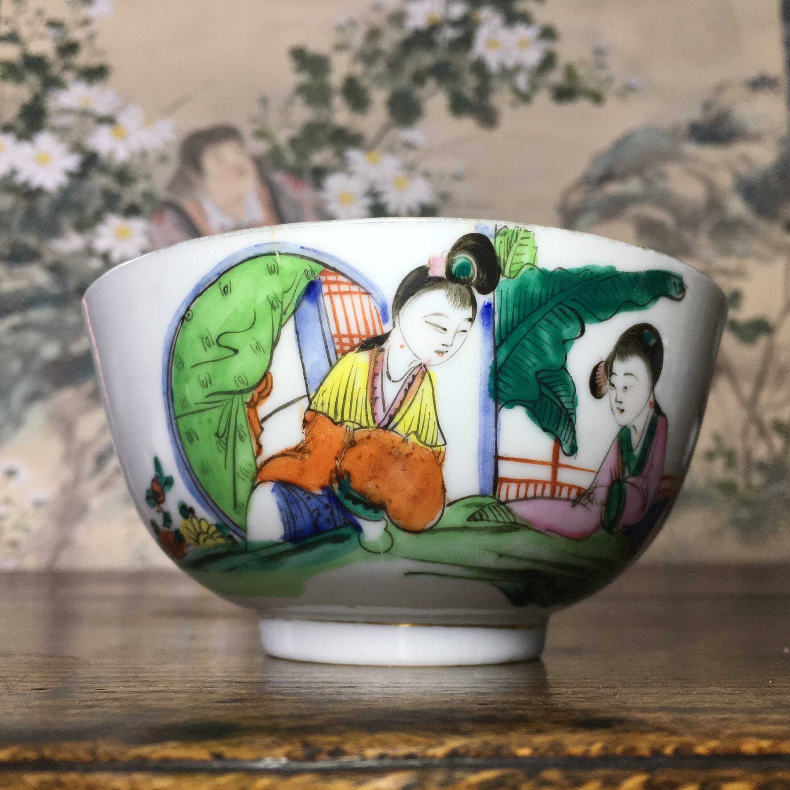 Chinese porcelain bowl with figures & poem, c. 1910 -0