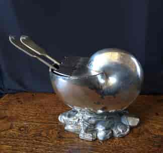 Victorian shell-form silver plate spoon warmer, c. 1885 -0