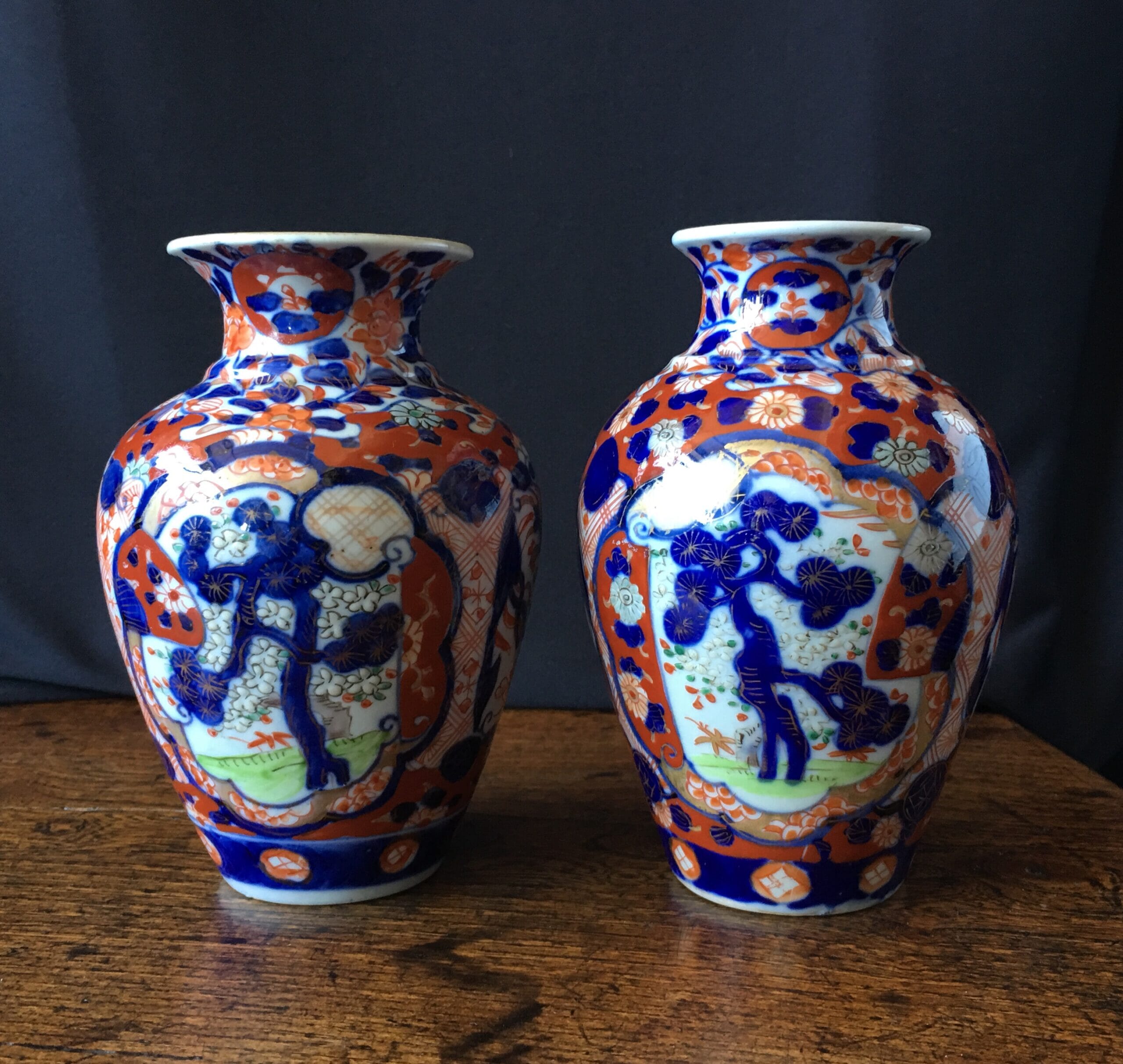 Pair of Japanese Imari vases, pine and pheonix design C. 1890