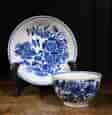 Worcester blue & white teabowl & saucer, Fence Pattern, c. 1780.-0