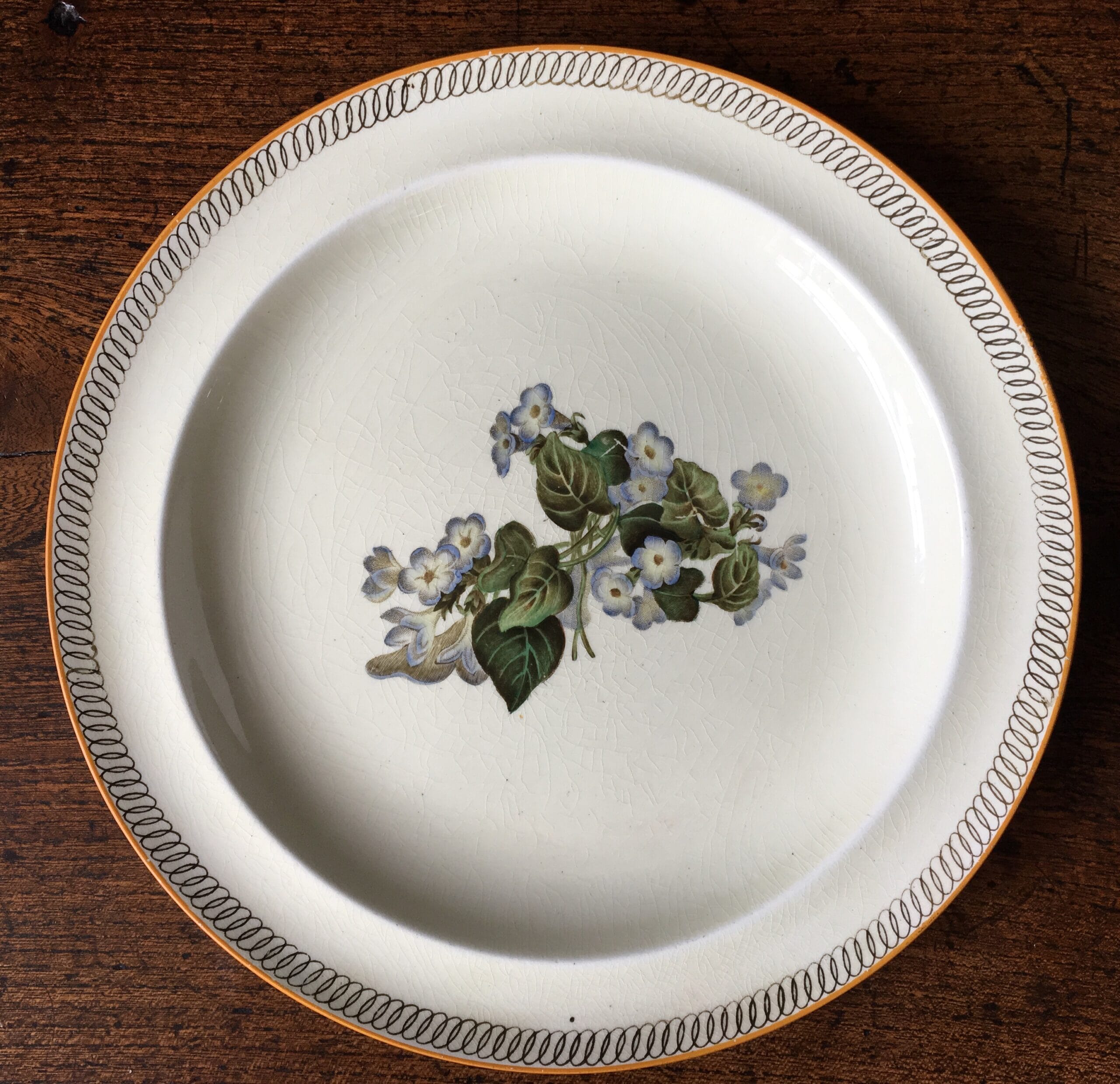 Wedgwood creamware plate, botanical prints, circa 1880-0