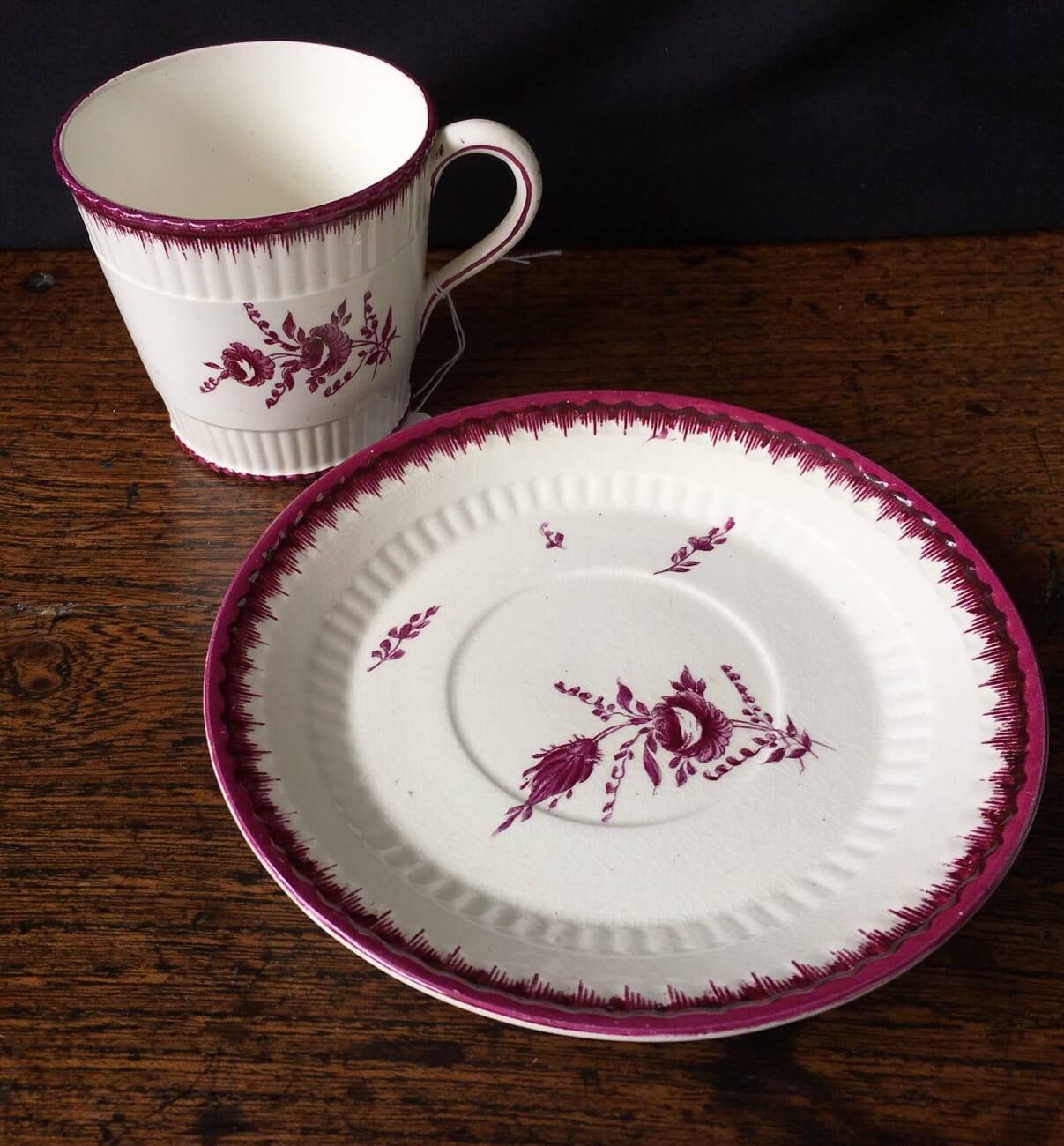 Wedgwood cup & saucer, puce prints in the 18th century style, 1872-21760