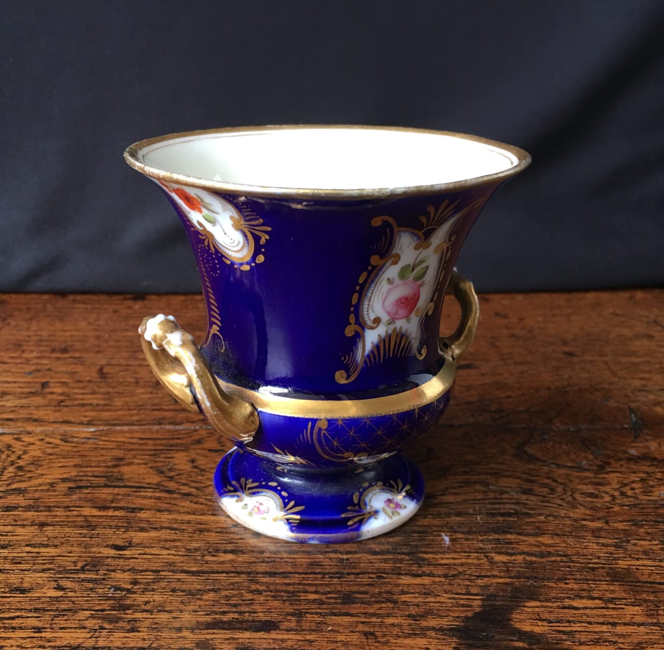 Coalport blue ground vase with flower panels, c. 1825-21935
