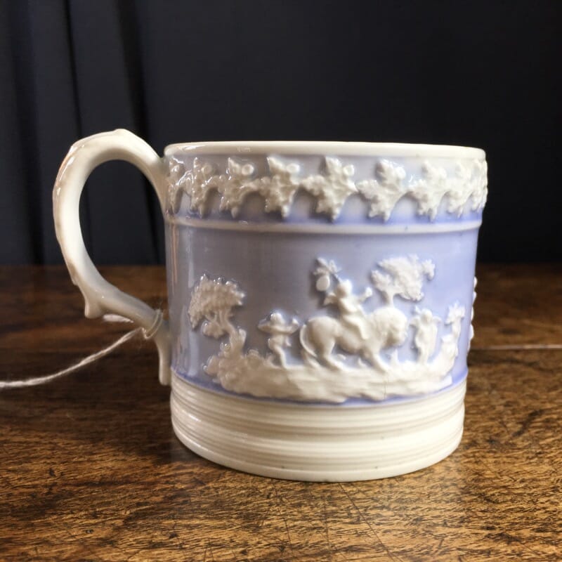 J & W Ridgeway blue ground porcelain mug, C. 1820 -0