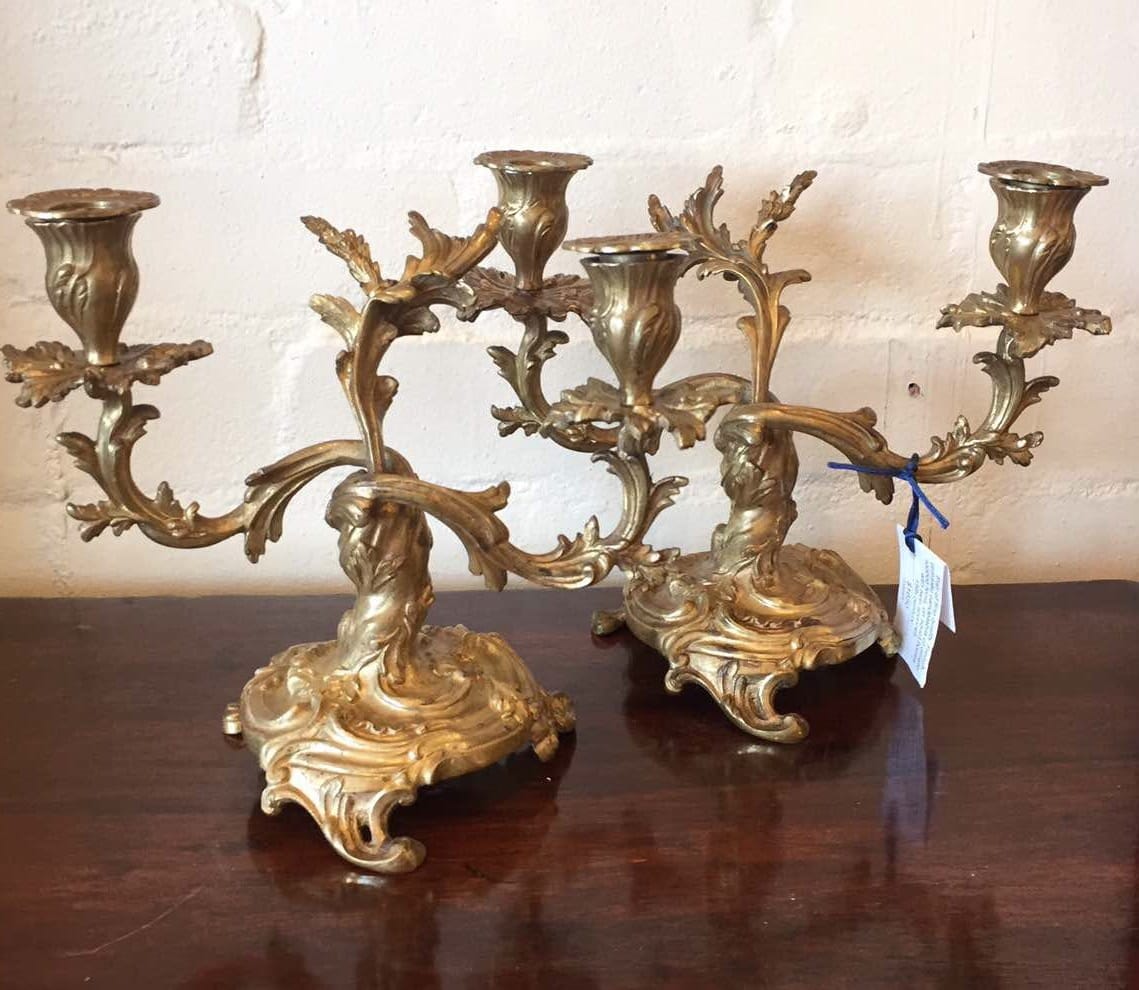 Pair of ormolu Rococo candelabra, French, C. 1870 -0