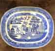 Staffordshire pottery willow pattern meat platter, c. 1850-0