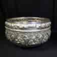 Burmese silver bowl, engraved with animals, signed -0