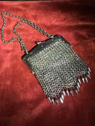 French cut steel 'chain mail' evening bag, C. 1930 -0