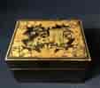 Chinese lacquer box, gold garden scene, C. 1830 -0