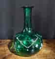 Victorian green glass decanter, enamelled forget-me-not flowers, C. 1890 -0
