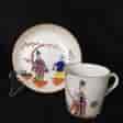 Chamberlains Worcester cup & saucer, Chinese figures, C.1796-8.-0