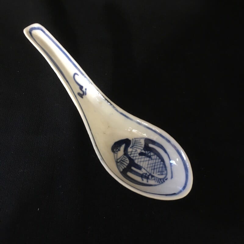 Chinese porcelain spoon with crane, 19th century -0