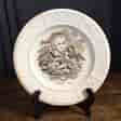 Staffordshire Pottery child's plate, 'Christmas Presents' print, c. 1870-0