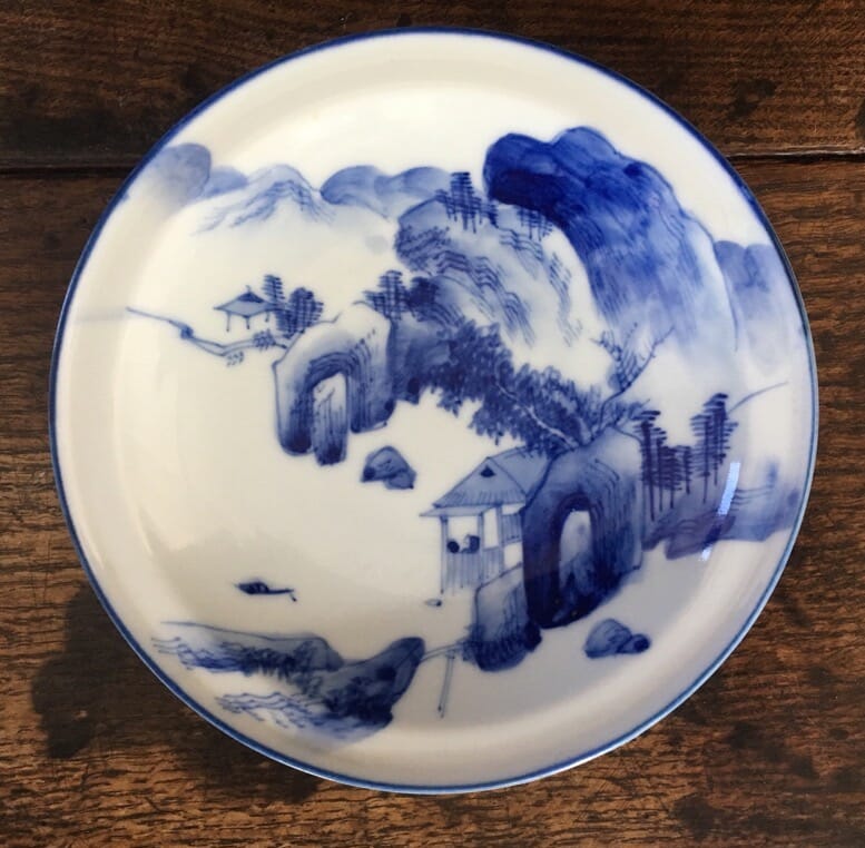 Japanese blue & white scenic plate, 19th century-0